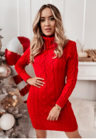 Dzianinowa Kleid Pullover z Rollkragenpulloverem Sybilla Red