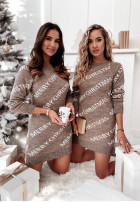 Świąteczna sukienka sweter Merry mokka