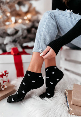 Kurze Socken mit Muster Hearts Schwarz