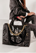 Pikowana torebka z łańcuchem Purella Glow czarna