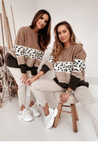 Pullover w Leopardenmusterkę Tissy camelowo-Grau