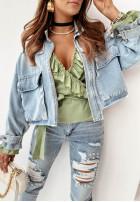 Krótka kurtka jeansowa oversize Mergie jasnoniebieska