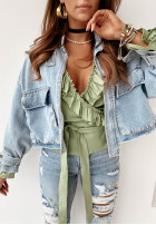 Krótka kurtka jeansowa oversize Mergie jasnoniebieska