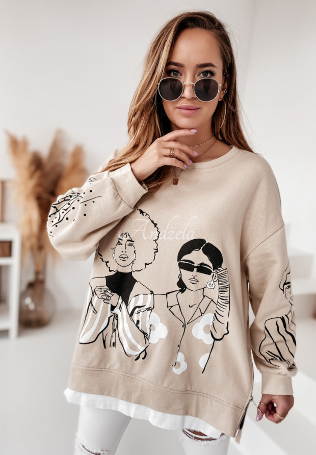 Asymmetrisches Sweatshirt Culture Beige