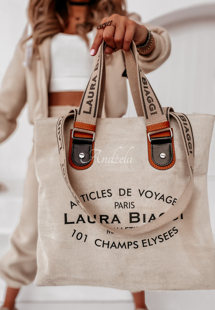Voyage beige suede handbag