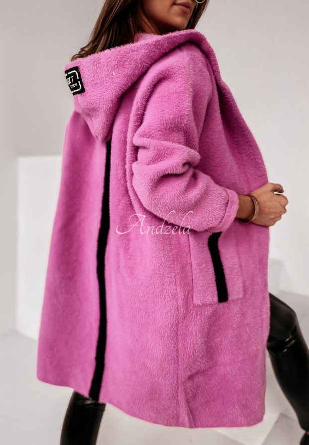 Langer Mantel aus Alpaka mit Kapuze Next Rosa