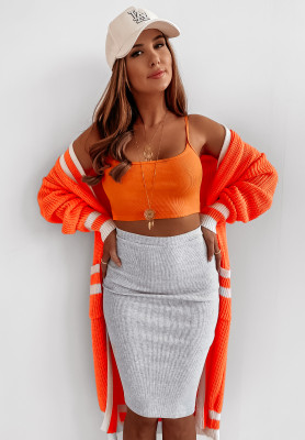 Rippenrock Slim Skirt HellGrau