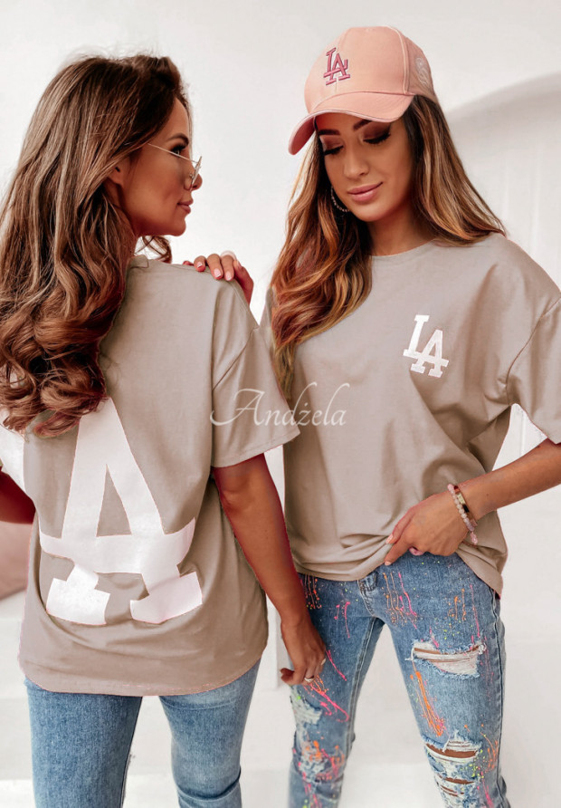 T-Shirt mit Druck LA Beige