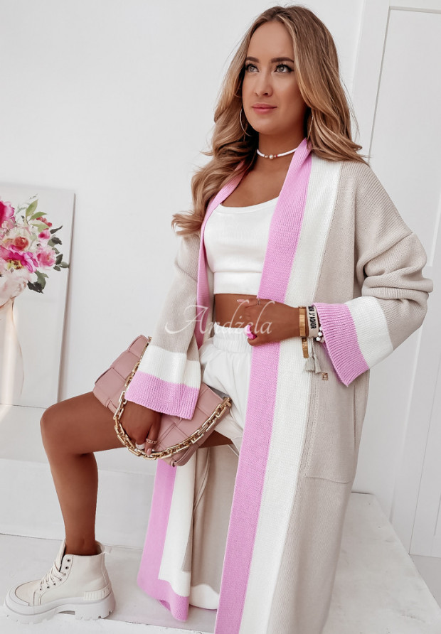 Langer Oversize-Cardigan Cocomore Floriano Beige