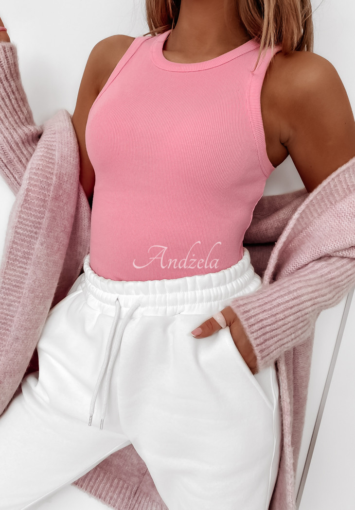 Ribbed strapless top Avenis pink