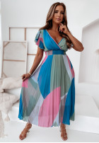 Plisowana sukienka we wzory Venetia Indi niebieska