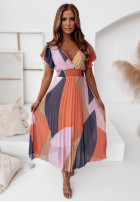 Plisowana sukienka we wzory Venetia Indi pomarańczowa