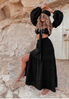 Muślinowa spódnica z rozcięciem Santiago czarna