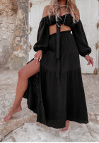 Muślinowa spódnica z rozcięciem Santiago czarna