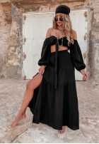 Muślinowa spódnica z rozcięciem Santiago czarna