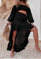 Asymetryczna muślinowa spódnica z falbankami Esperanza czarna