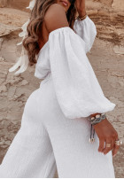 Muślinowe spodnie wide leg Malta białe