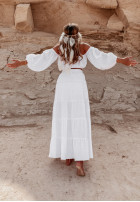 Muślinowa spódnica z rozcięciem Santiago biała