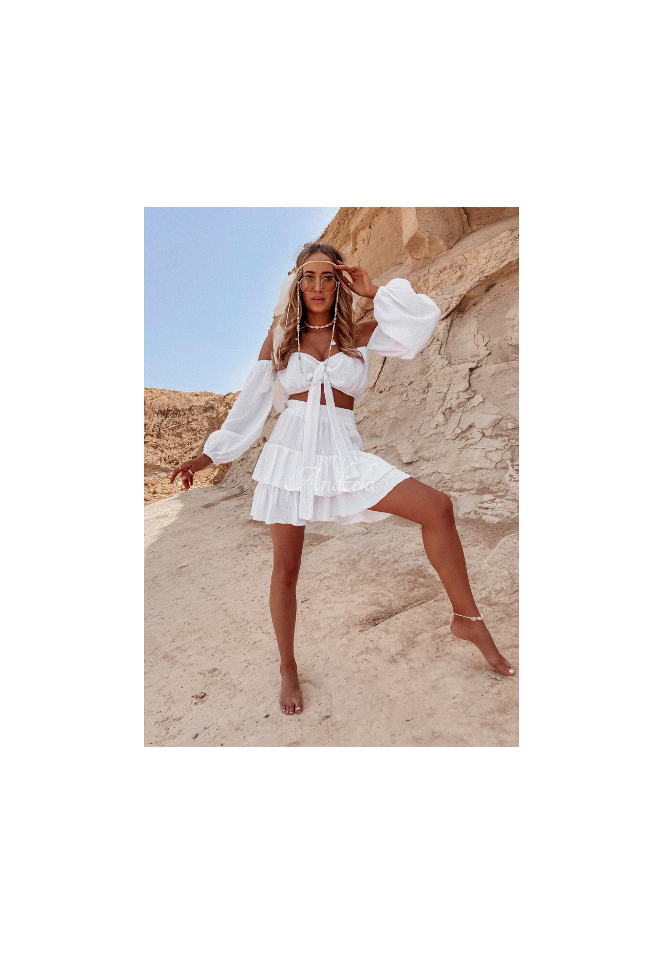 Musselin-Rock mit Rüschen Malta Weiß