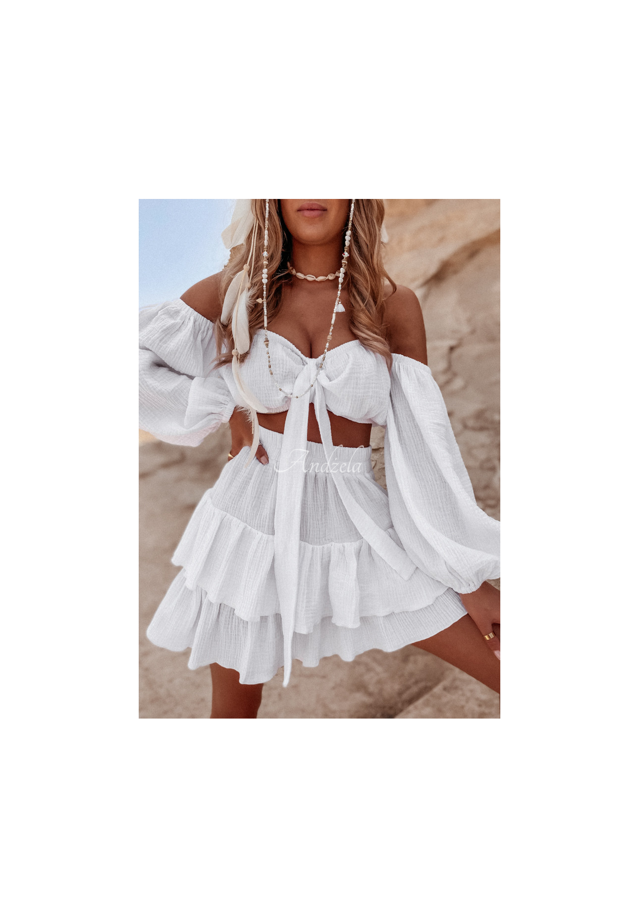 Musselin-Rock mit Rüschen Malta Weiß