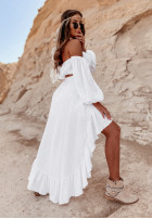 Asymetryczna muślinowa spódnica z falbankami Esperanza biała