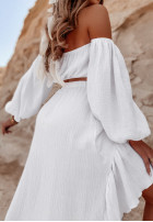 Asymetryczna muślinowa spódnica z falbankami Esperanza biała