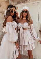 Muślinowa spódniczka z falbankami Sorrena nude