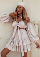 Muślinowa spódniczka z falbankami Sorrena nude