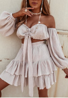 Muślinowa spódniczka z falbankami Sorrena nude