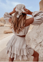 Muślinowa spódniczka z falbankami Sorrena nude