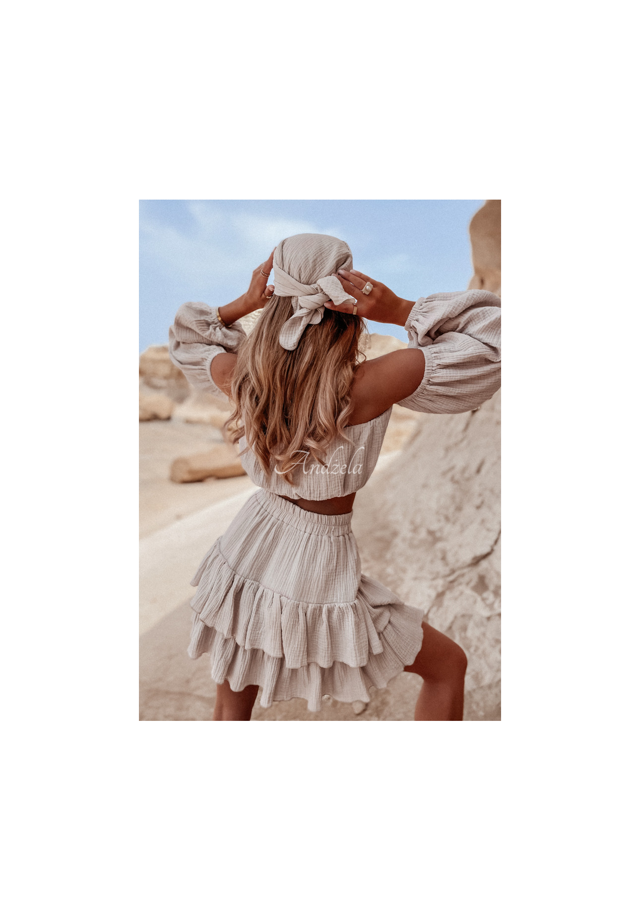 Musselin-Rock mit Rüschen Malta Beige