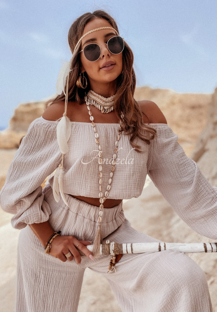 Malta beige muslin spangled blouse