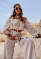 Muślinowa bluzka hiszpanka Malta beżowa