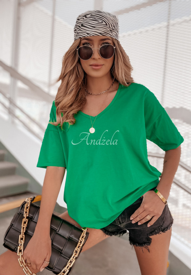 Oversize-T-Shirt mit V-Ausschnitt Cascade Grün