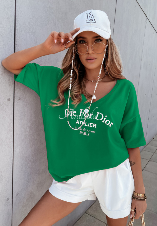 Oversize-T-Shirt mit Aufdruck Caver Grün