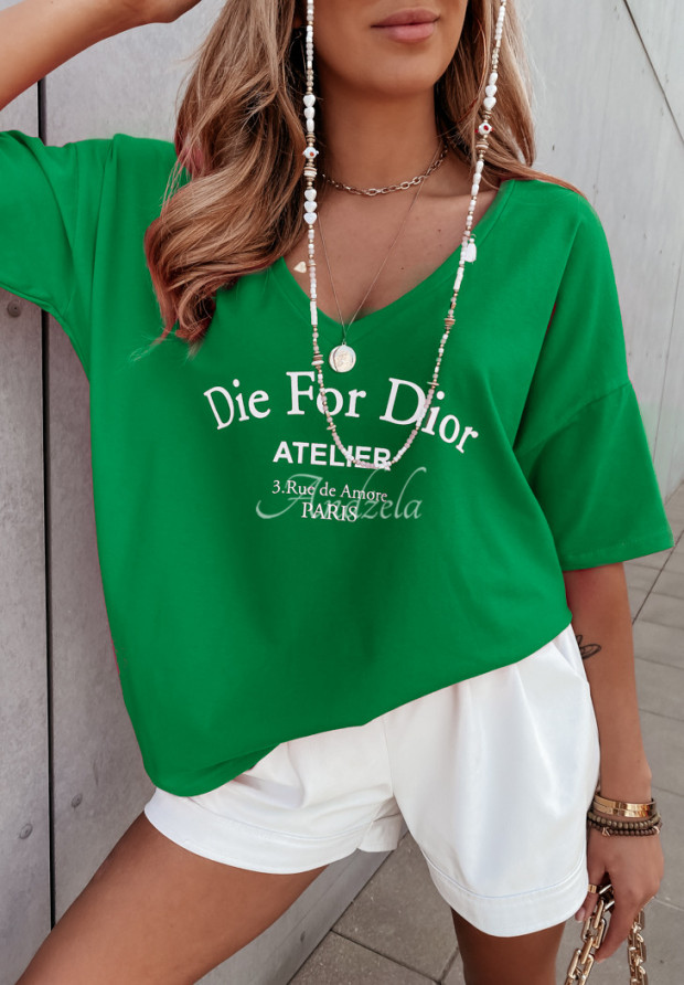 Oversize-T-Shirt mit Aufdruck Caver Grün
