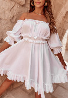 Muślinowa Kleid Kleid im spanischen Stil Malta Weiß