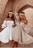 Muślinowa Kleid Kleid im spanischen Stil Malta Weiß