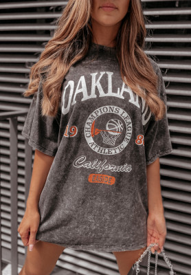 Dekatiertes T-Shirt mit Aufdruck Oakland Grau