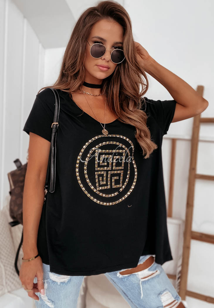 Oversize T-shirt with Detroit applique black