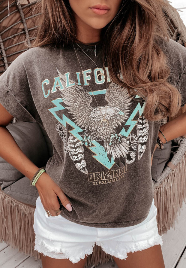 T-Shirt mit Aufdruck California Dunklesgrau