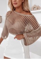 Ozdobnie pleciony sweter Nuevo złoty