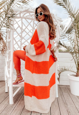 Langer, gestreifter Cardigan Visalia Orange