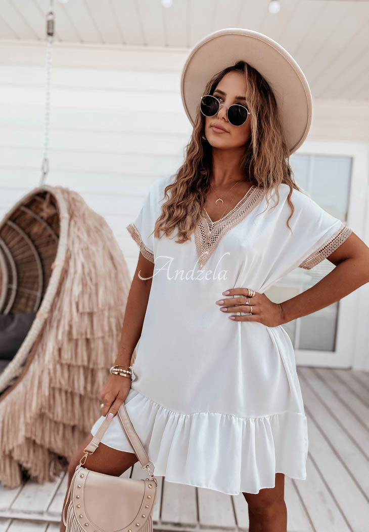 Elinor frill dress ecru