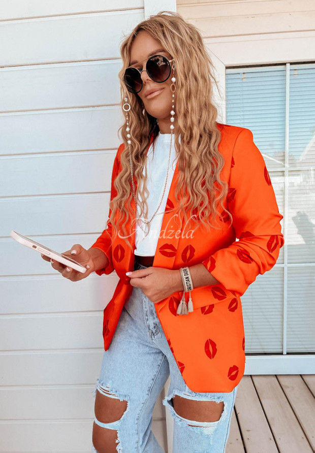 Gemusterter Blazer Kisses Orange