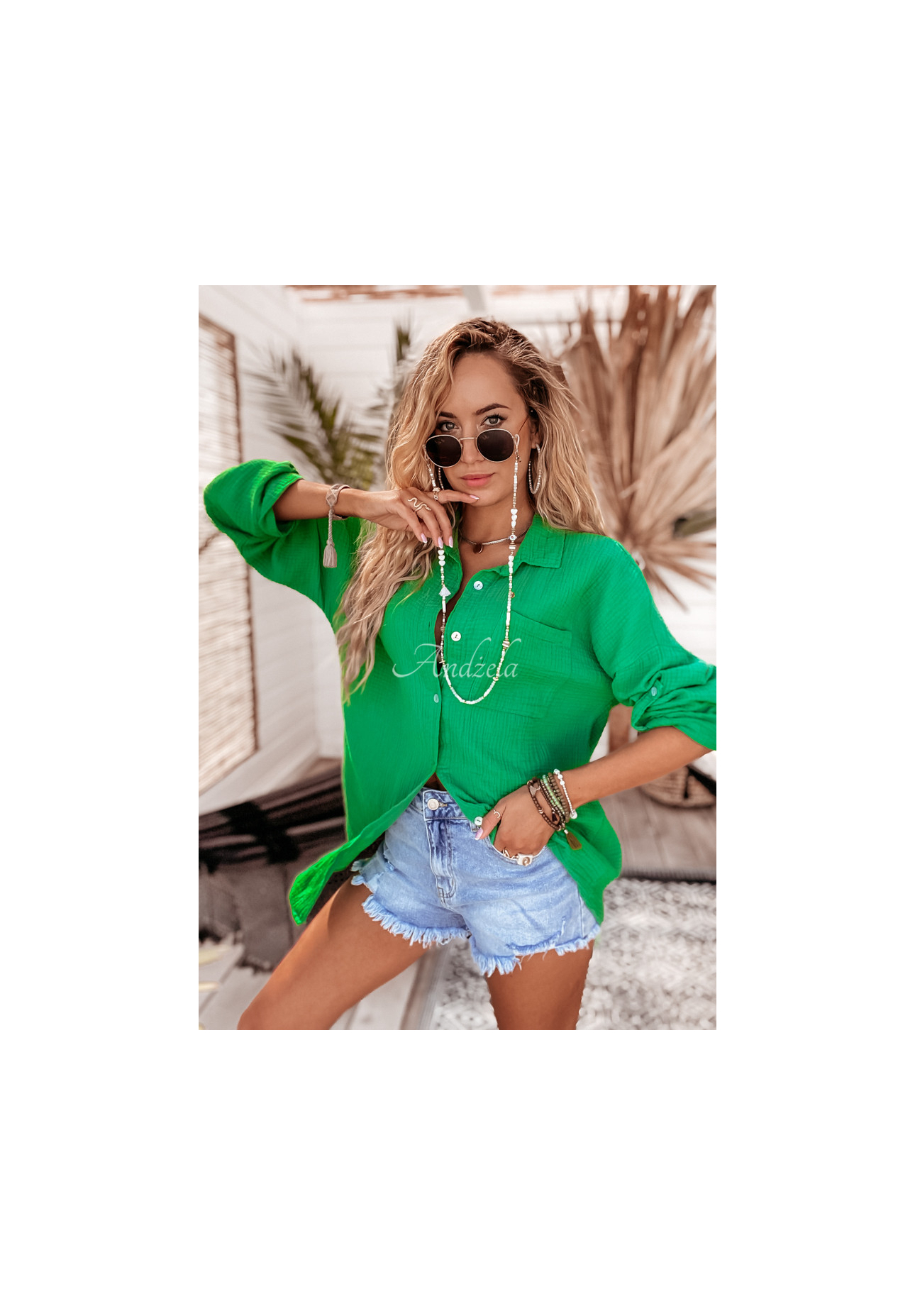 Musselin-Hemdbluse Elisabetta Grün