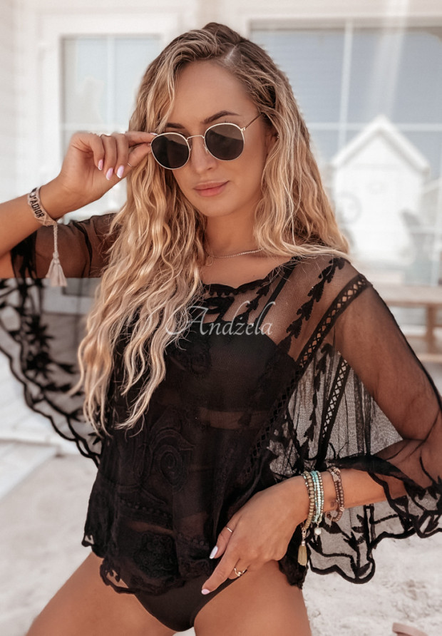 Oversize-Bluse aus Spitze Visata Schwarz