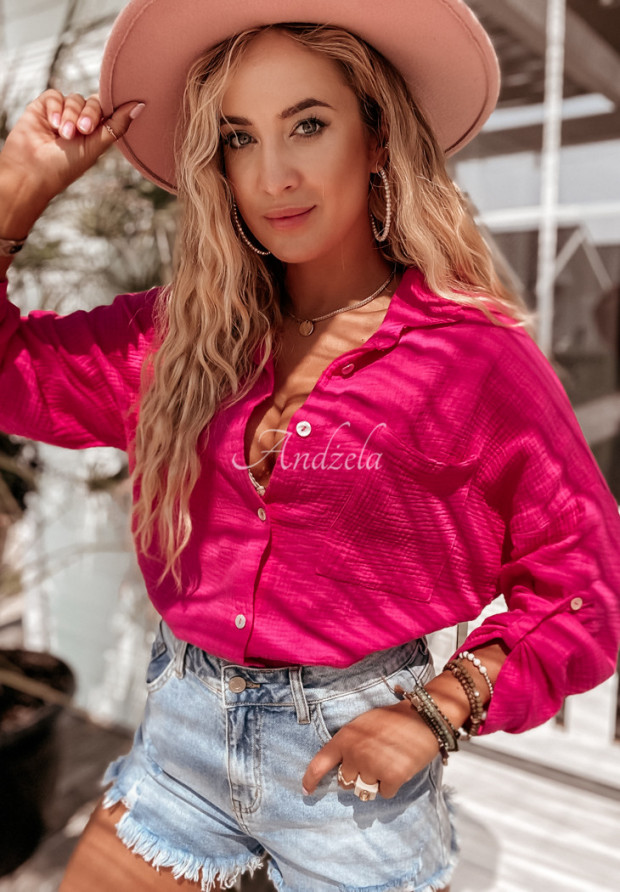 Musselin-Hemdbluse Elisabetta Neon Rosa