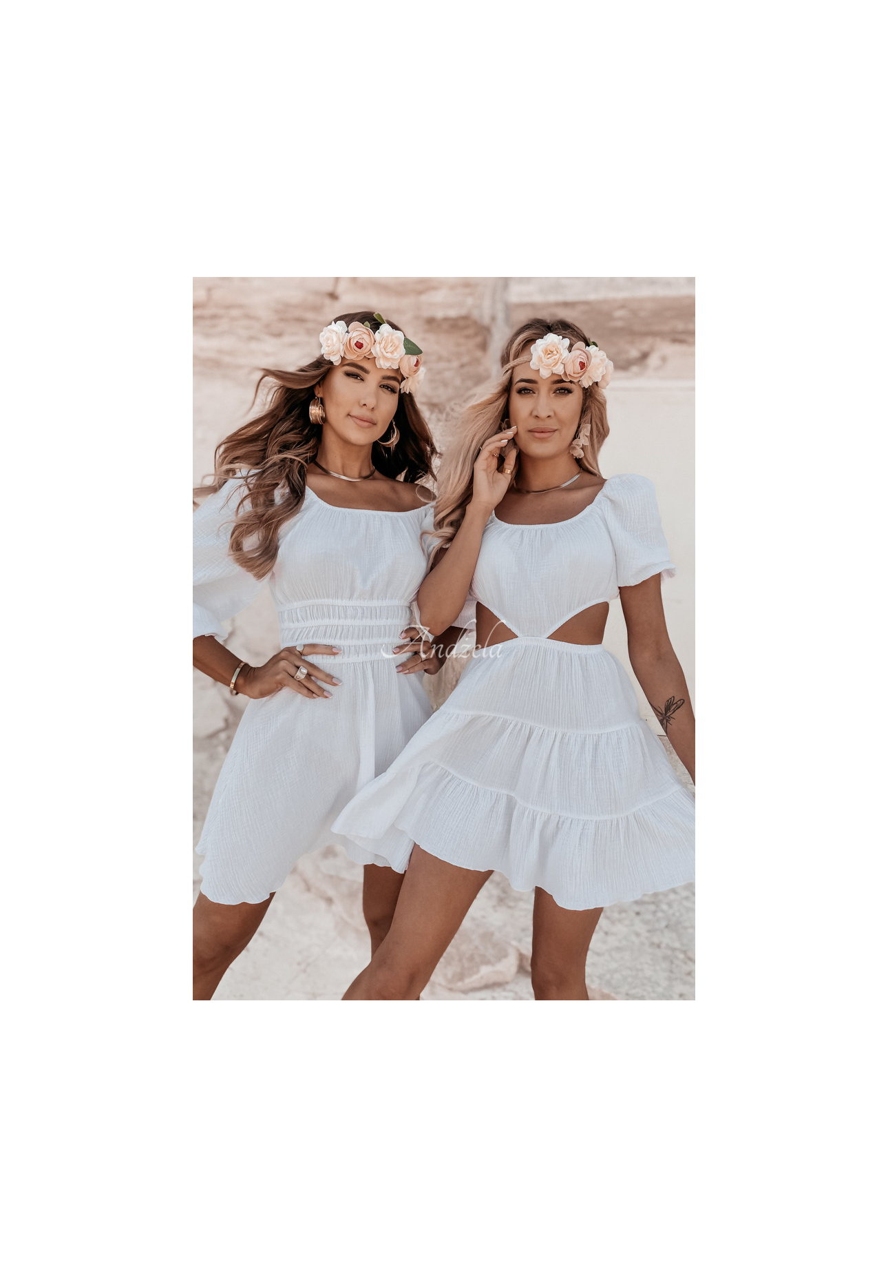 Kleid aus Musselin mit Cut-Out Malta Weiß