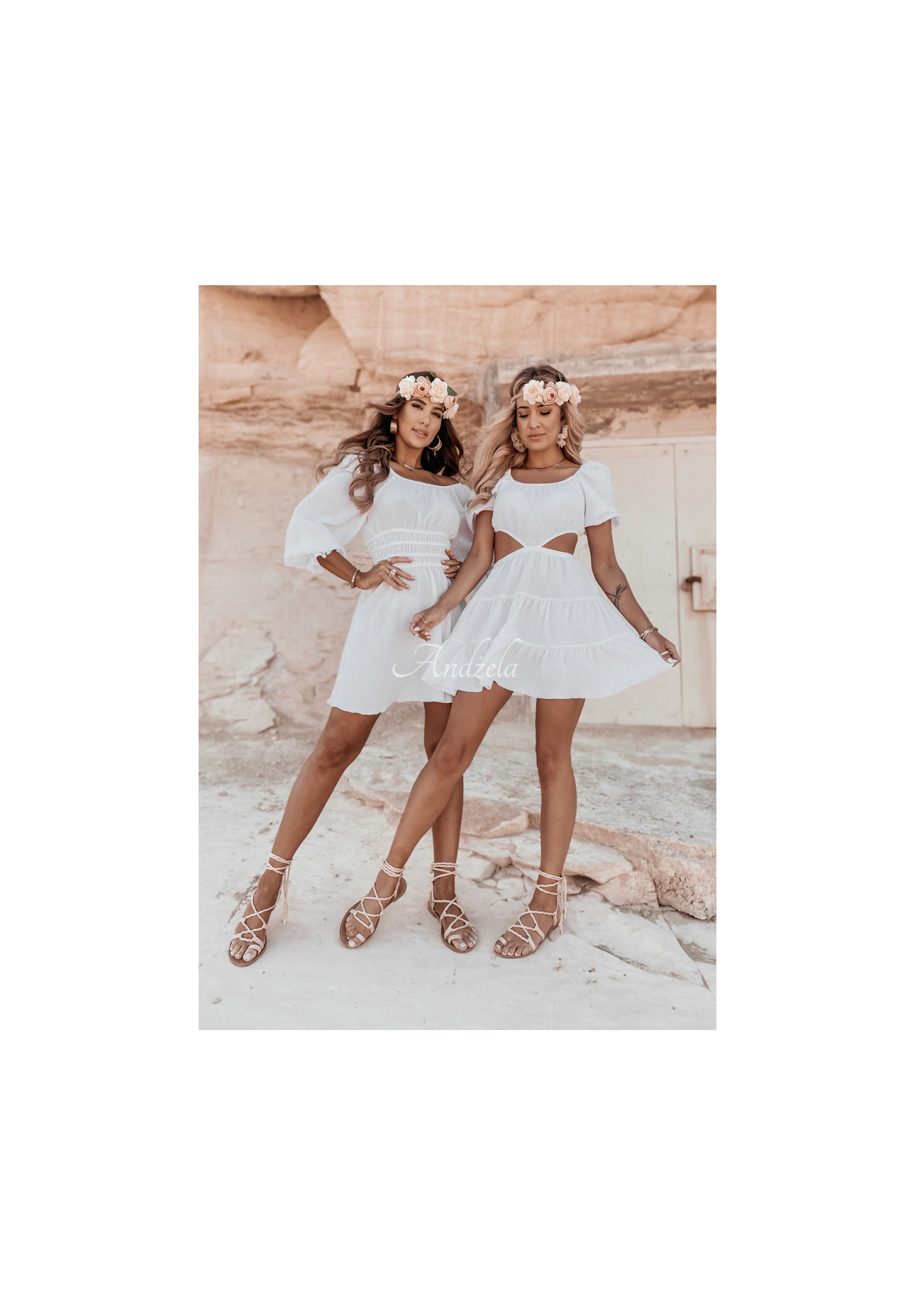 Kleid aus Musselin mit Cut-Out Malta Weiß